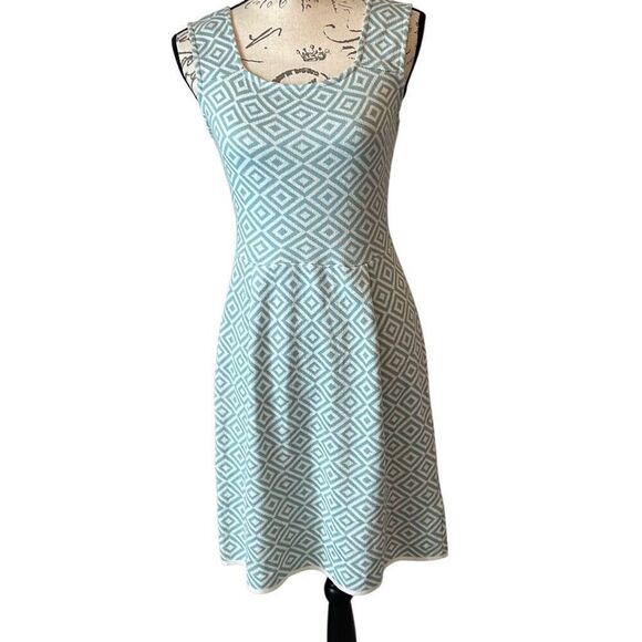 Anthropologie Tulle Green Creme Diamond Flare Mid Tank Dress M - Picture 1 of 10
